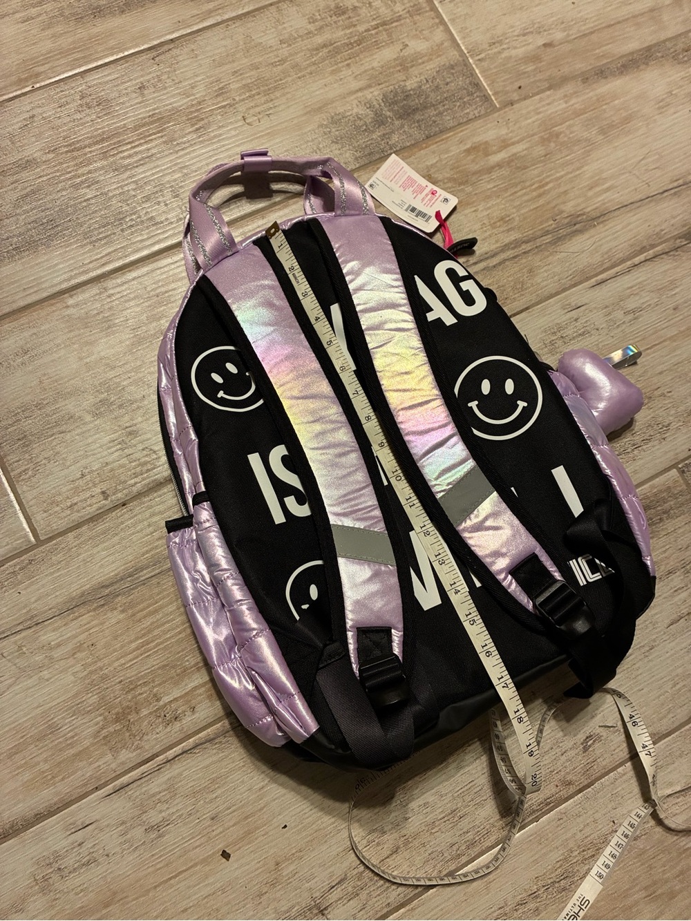 Justice Quilted Shimmer Iridescent Lavender Backpack Set W/ Lunch Bag&Bottle NWT - Picture 11 of 16